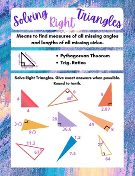 lesson 12.2 problem solving with right triangles answer key