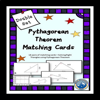 Preview of Solving Right Triangles using Pythagorean Thm Matching Card/ Card Sort Bundle