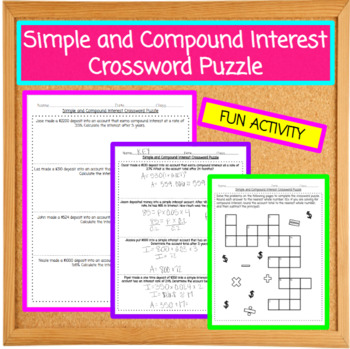 Solving Simple and Compound Interest Crossword Puzzle Activity TPT