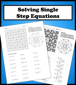 Preview of Solving Single Step Equations Color Worksheet