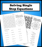 Solving Single Step Equations Color Worksheet
