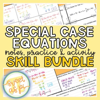 Preview of Solving Special Case Equations  - Notes, Practice, and Activity SKILL BUNDLE