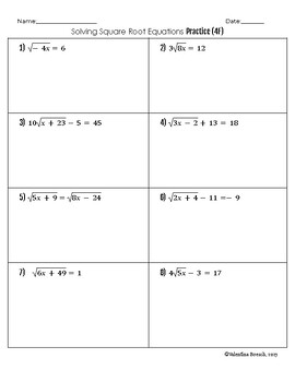solving square root equations common core algebra 2 homework