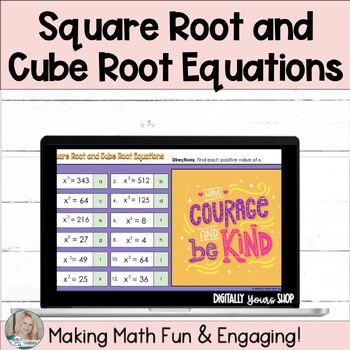 Preview of Solving Square and Cube Root Equations Digital Self-Checking Activity