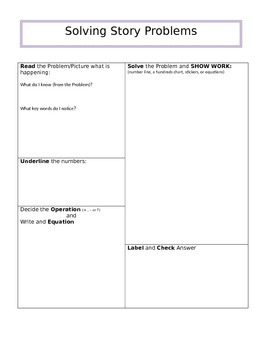 Solving Story Problems- Graphic Organizer by Teacher Tara's Tools