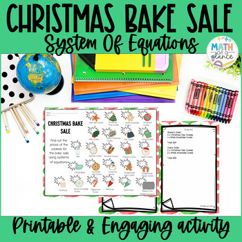 Preview of Solving System of Equations Printable Christmas Math Activity - Bake Sale