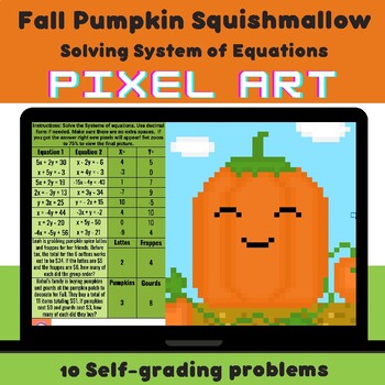 Preview of Solving Systems of Equations | Squishmallow Pumpkin Fall Mystery Pixel