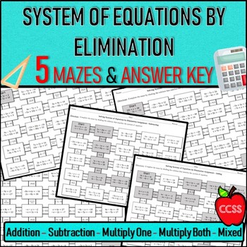 Preview of Solving System of Equations by Elimination - 5 MAZES