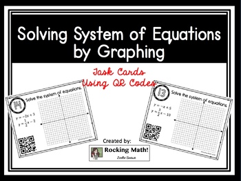 Preview of Solving System of Equations by Graphing QR Code Task Cards
