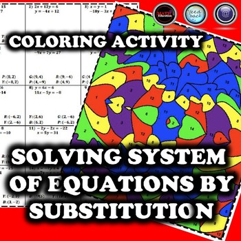 Preview of Solving System of Equations by Substitution Coloring Activity