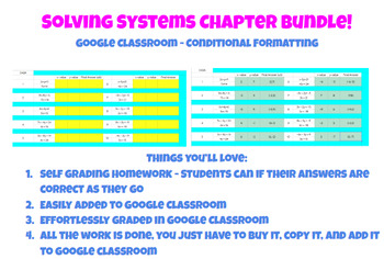 Preview of Solving Systems Chapter Bundle - Google Classroom - Conditional Formatting