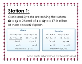 Solving Systems Of Equations Stations