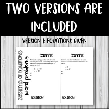 solving systems word problems pdf