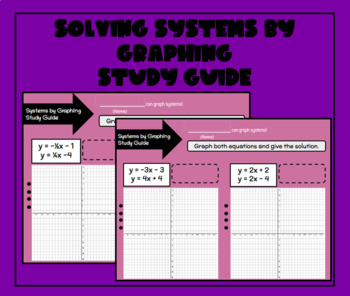 Preview of Solving Systems by Graphing Study Guide