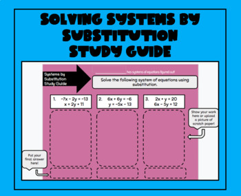 Preview of Solving Systems by Substitution Digital Study Guide