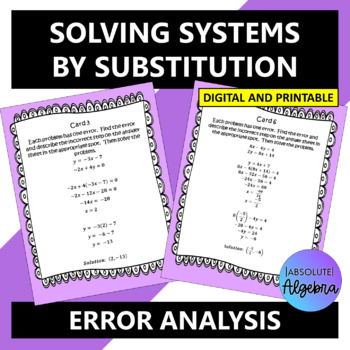 Preview of Solving Systems by Substitution Error Analysis Printable and Google Forms