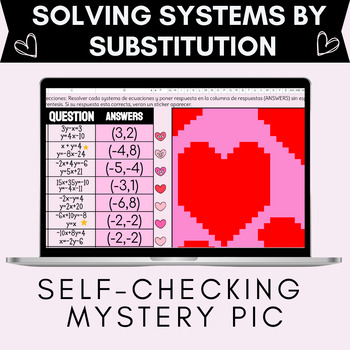 Preview of Solving Systems by Substitution Pixel Art | Valentine's Day | 10 Questions