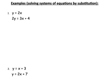 Preview of Solving Systems by Substitution Warm-Up