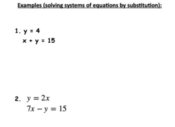 Preview of Solving Systems by Substitution Warm-Ups