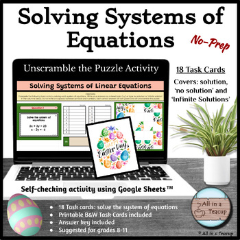 Preview of Solving Systems of Equation Easter Unscramble Puzzle Activity