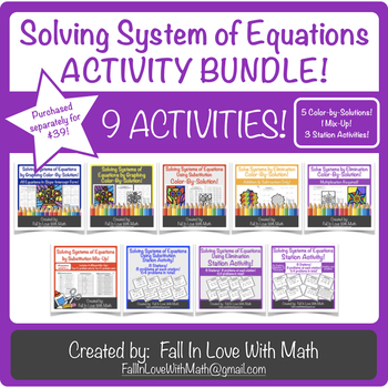 Preview of Solving Systems of Equations Activity Bundle!