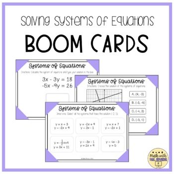 Preview of Solving Systems of Equations from Graphs and Equations BOOM Cards