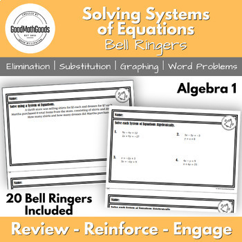 Preview of Solving Systems of Equations | Bell Ringers Activity (with Word Problems)
