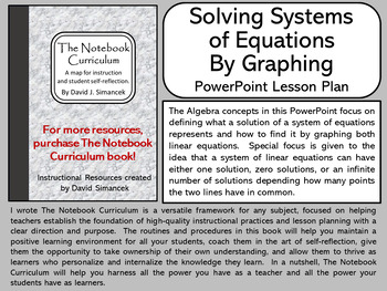 Preview of Solving Systems of Equations By Graphing - The Notebook Curriculum Lesson Plans