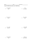 Solving Systems of Equations By Substitution Worksheet and