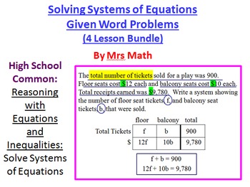 Preview of Solving Systems of Equations Given Word Problems Power Point 4-Lesson Pack