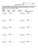 Solving Systems of Equations Matching Worksheet