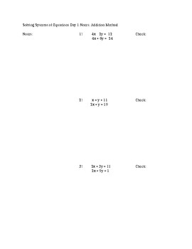 system of equations take home assignment