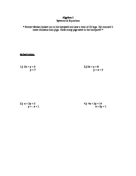 Preview of Solving Systems of Equations Notes/Worksheet