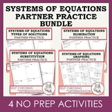Solving Systems of Equations Partner Practice Activity Bundle