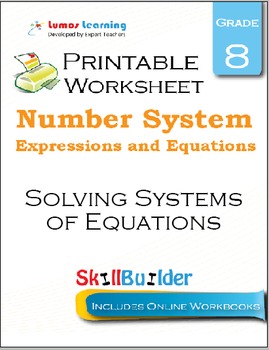 Preview of Solving Systems of Equations Printable Worksheet, Grade 8