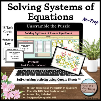 Preview of Solving Systems of Equations Spring Unscramble the Puzzle Activity