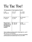 Solving Systems of Equations Tic Tac Toe