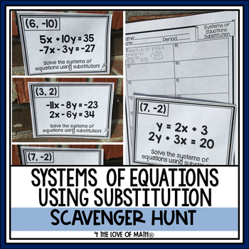 Preview of Solving Systems of Equations by Substitution Activity: Scavenger Hunt