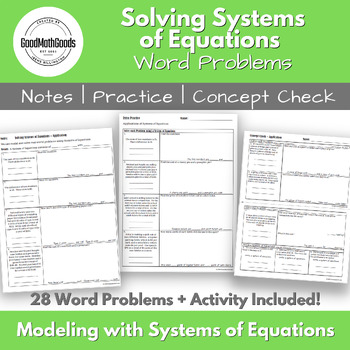 Preview of Solving Systems of Equations Word Problems Bundle | 28 Word Problems + Activity