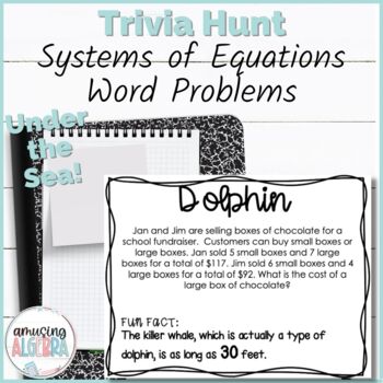 Preview of Solving Systems of Equations Word Problems Trivia Scavenger Hunt