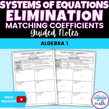 Preview of Solving Systems of Equations by Elimination Guided Notes Lesson Algebra 1