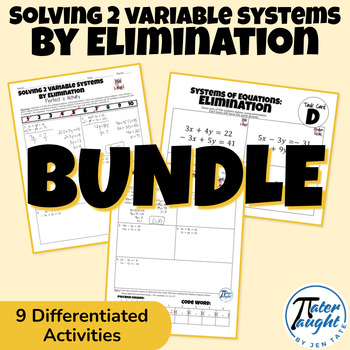 Preview of Solving Systems of Equations by Elimination - High School Math Activity BUNDLE