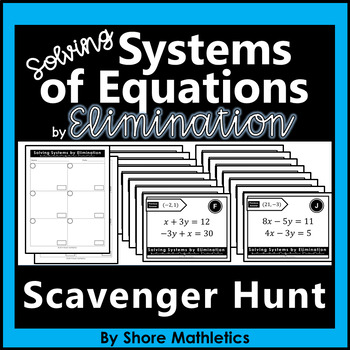 Preview of Solving Systems of Equations by Elimination Scavenger Hunt Activity