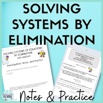 Preview of Solving Systems of Equations by Elimination with Addition Guided Notes