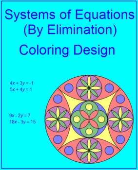 Preview of SYSTEMS OF EQUATIONS BY ELIMINATION: COLORING ACTIVITY # 1