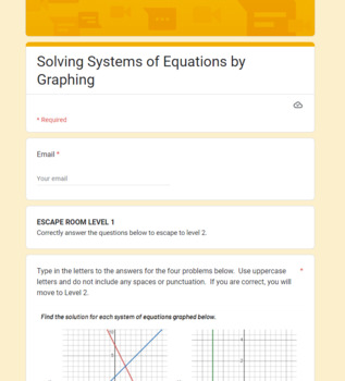 Preview of Solving Systems of Equations by Graphing Escape Room