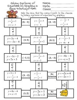 Solving Systems Of Equations By Graphing Maze By Ayers Math Flairs