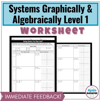 Preview of Solving Systems of Equations by Graphing and Substitution Level 1 Worksheet