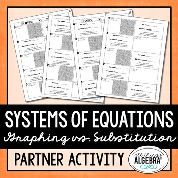 Preview of Systems of Equations (Graphing vs. Substitution) | Partner Activity