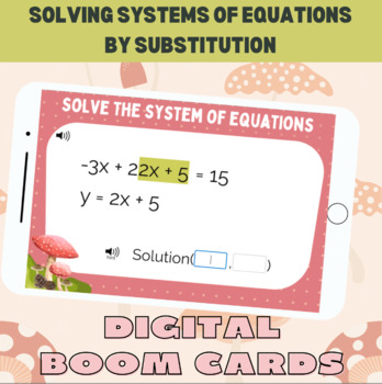 Preview of Solving Systems of Equations by Substitution Boom Cards Digital Task Cards